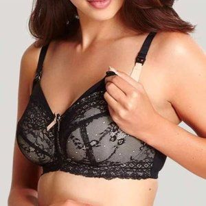 Panache Sophie Nursing Bra Black Lace Wireless Maternity Drop Down Clip 36F DDD